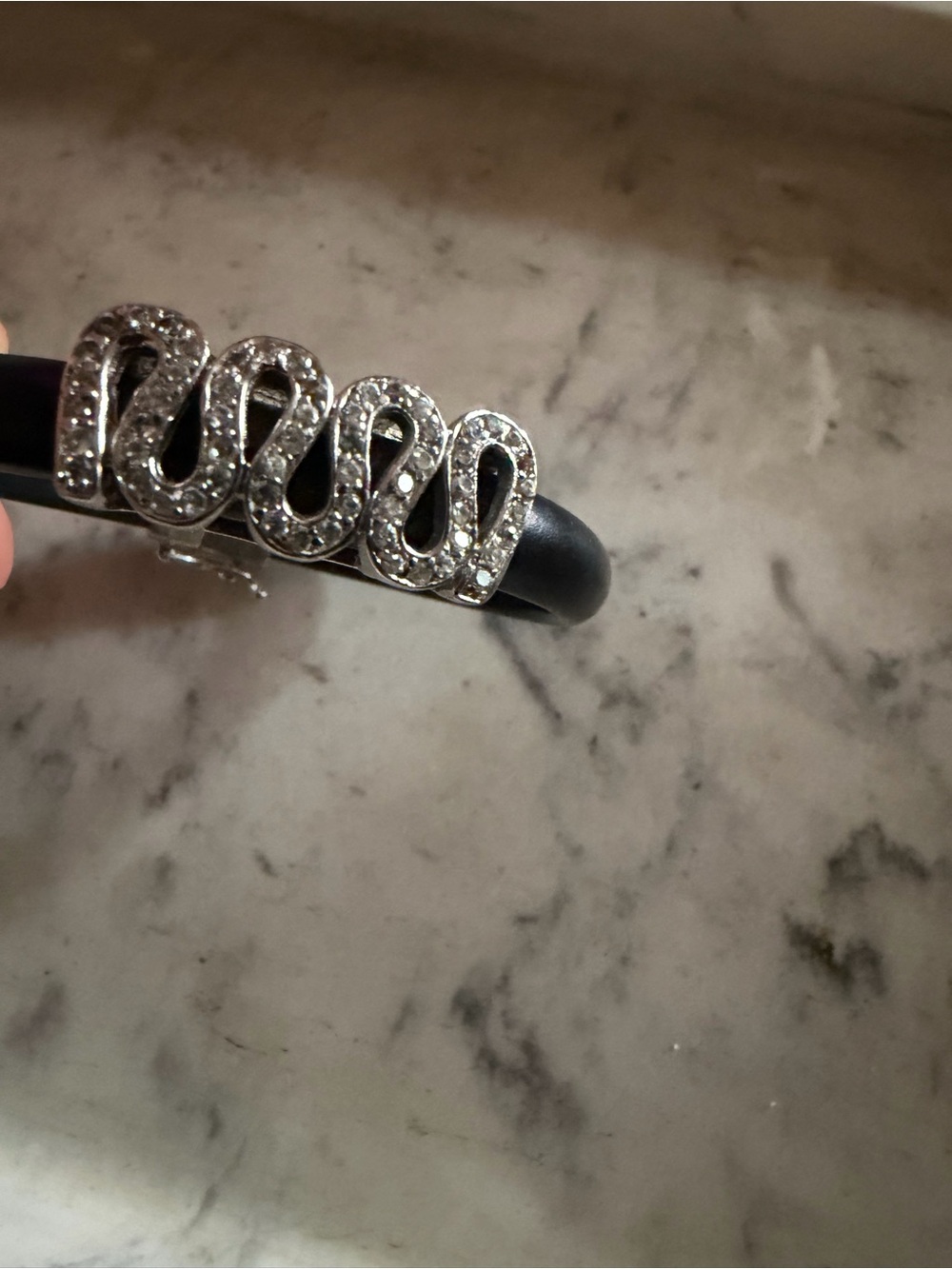 Crystal Snake Hair Clip in Silver and Black